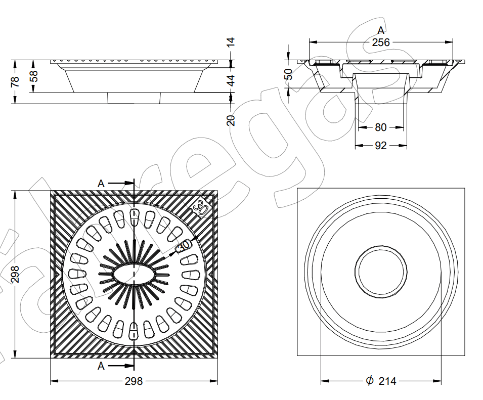 Ralo de Fundição 30x30x10cm B-55 Fabregas - Image 2