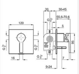 Torneira Monocomando Encastrar Banho Urban 100081863 Noken - Image 2