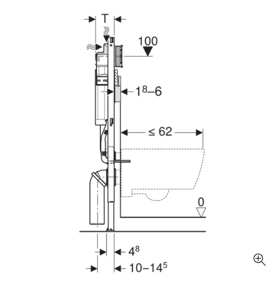 Estrutura Geberit Duofix para Sanita Suspensa 112 cm com Autoclismo Sigma 12 cm - Image 2