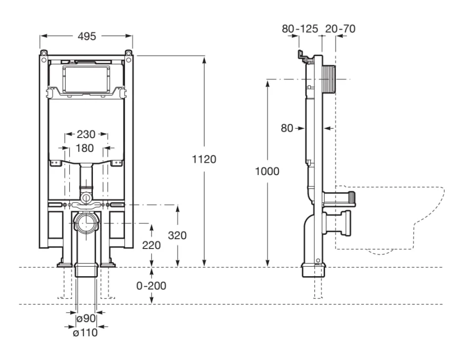 Tanque de Encastrar Duplo One Compacto 80mm A890073020 - Image 2