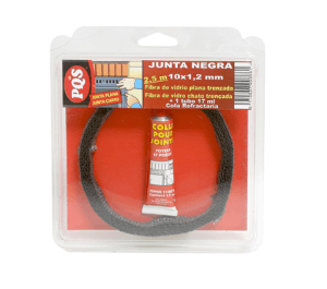 Vedação Plana de Fibra de Vidro Preta PQS 10 mm para Lareiras e Fogões