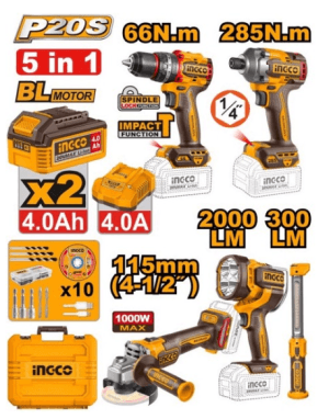 INGCO Pack Combo 5 Ferramentas 20V COSLI250692E